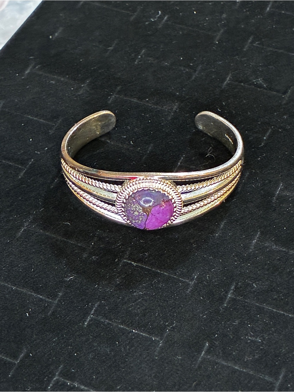 Sterling silver Cuff Bracelet with Amethyst 
Stone